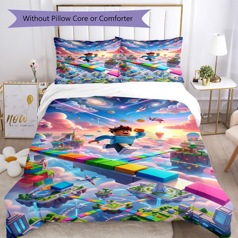 Ensemble de literie Roblox Housse de couette respirante avec taies d'oreiller Linge de lit décoratif pour chambre à coucher Décoration de maison Cadeau d'anniversaire