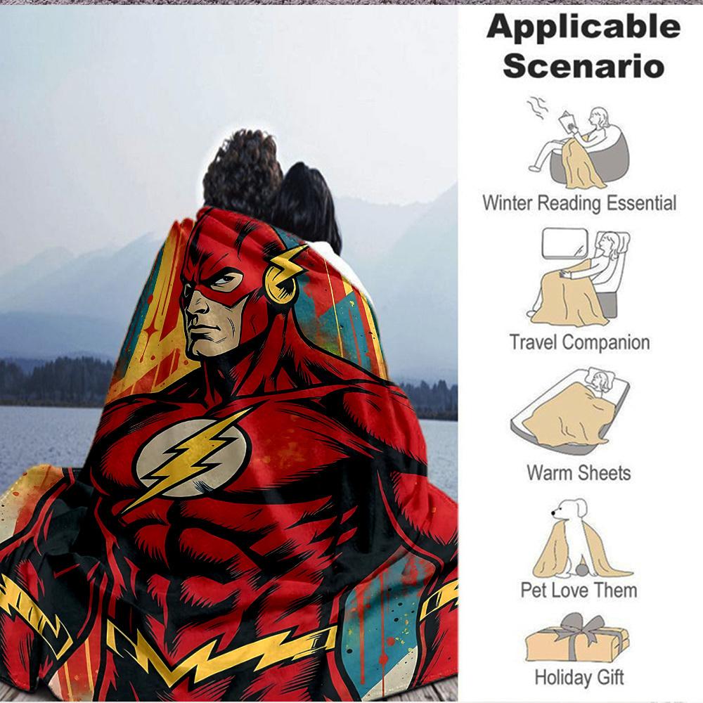 1pc Flash superhero Blanket Lightweight Flannel Throw For Sofa, Bed, Travel, Livingroom, Office, Couch, Chair, And Bed