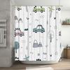 Whimsical Greenery Shower Curtain Pastel Colors for Bathroom Decor Creative Car Tree Design Waterproof Fabric Water Repellent 72