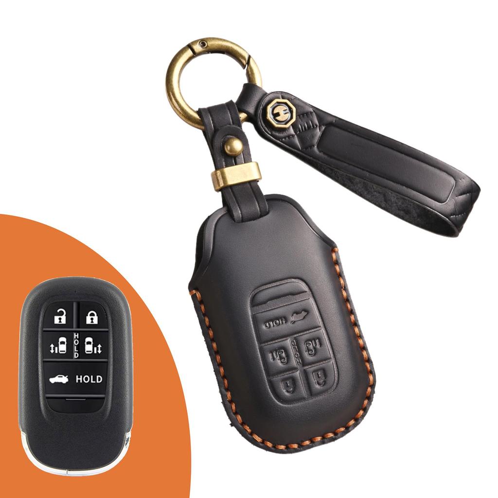Retro Handmade Genuine Leather Key Cover for Honda Accord/Civic
