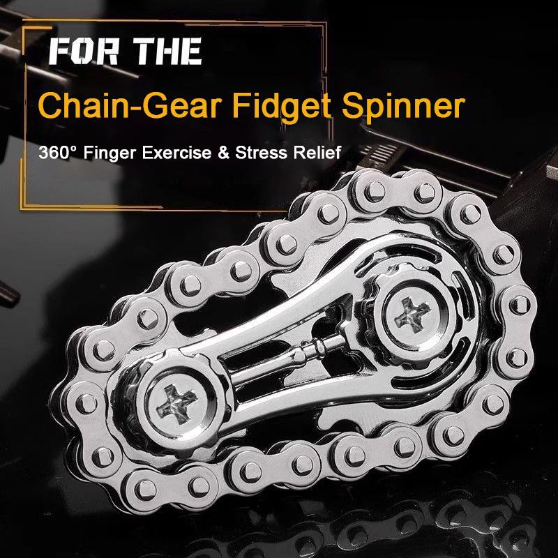 Sprockets Hand Roller Fidget Chain Toys, Metal Dual-Gear Chain Fidget Spinner - Precision Machined Stress Relief Focus Toy