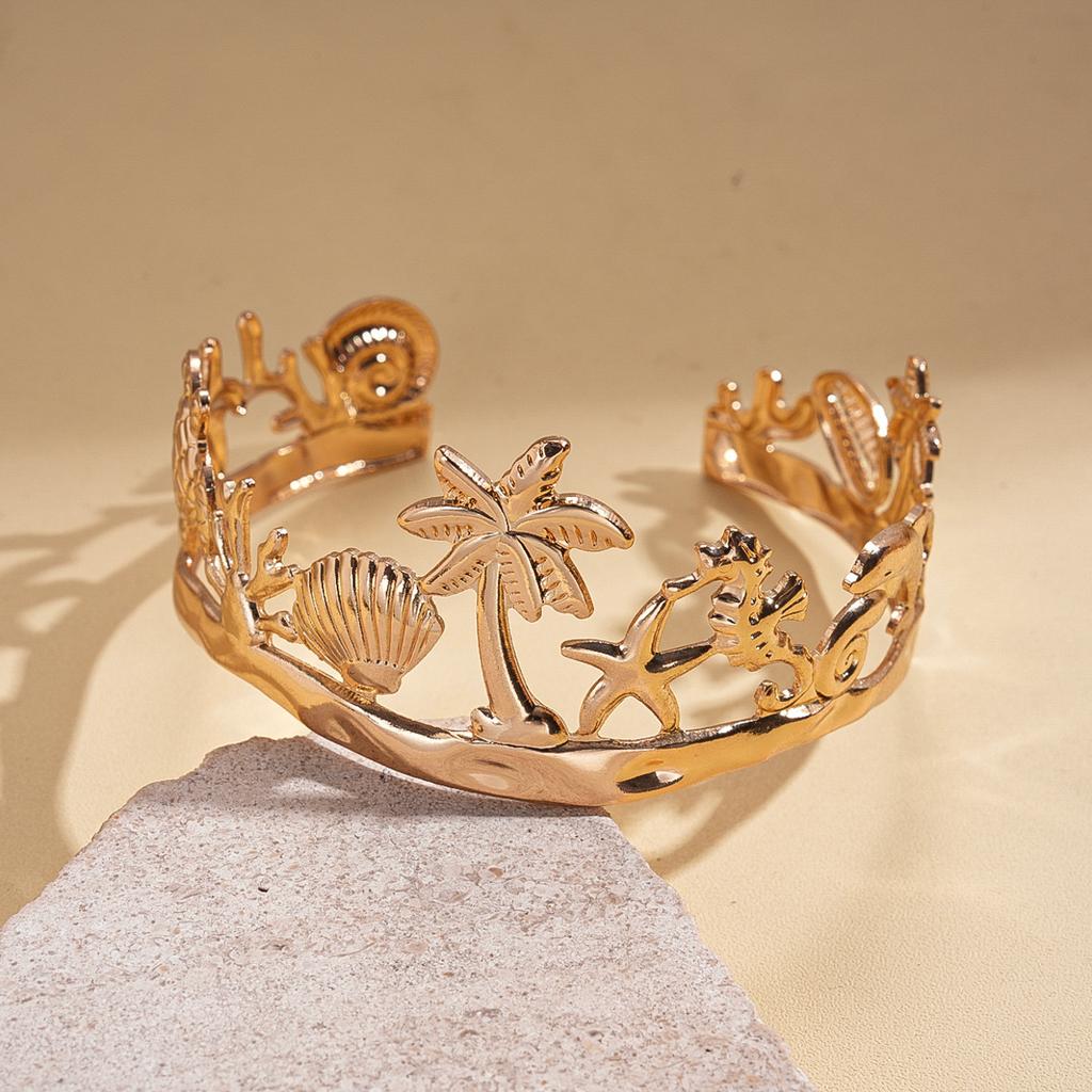 Shell Conch Turtle Starfish Coconut Open Bracelet Metal Vacation Wind Niche Premium Jewelry