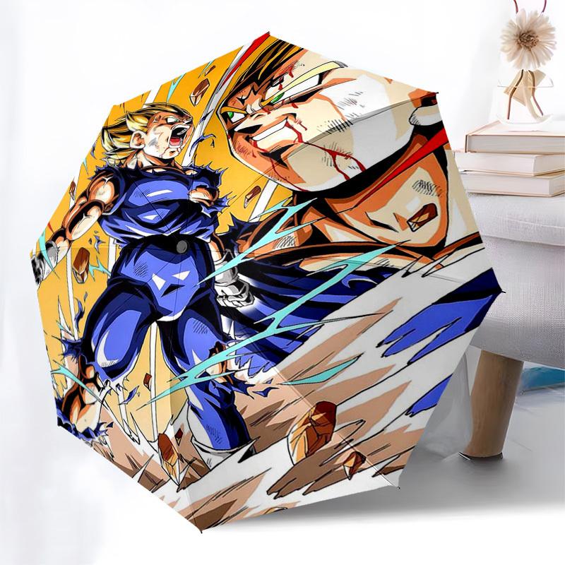 1pc Dragon Ball Z Vegeta & Goku Outdoor Umbrella - Automatic Opening/Closing - Portable 3-Fold Design - 8 Bone Iron Frame - Ideal Gift for Fans, Trave
