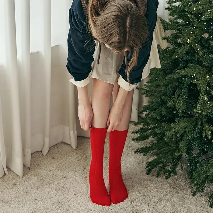 [3SET] Roll Roll Solid Ribbed Socks 5 Colors