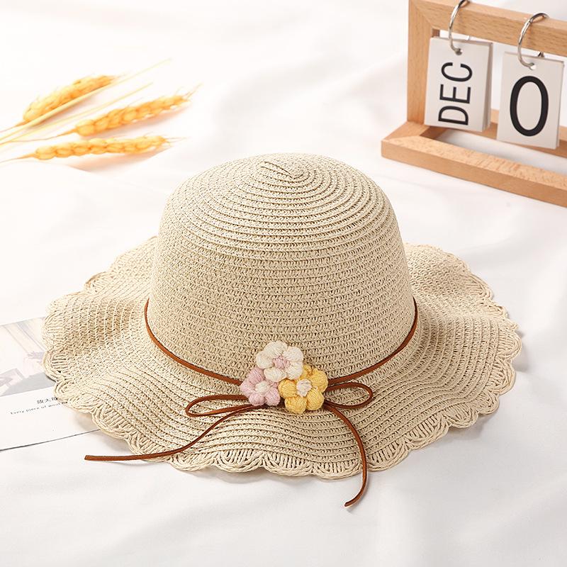Kids Girls Flower Summer Caps Fashion Children Sunscreen Sun Hat Straw Hat Bag for Beach Baby Accessories for 2-8 Years Kids
