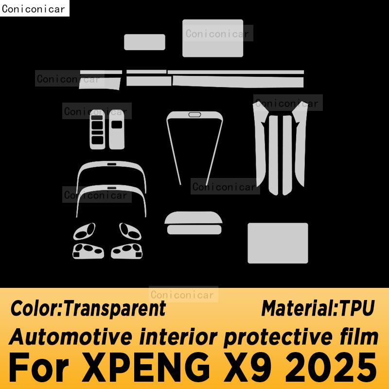 For XPENG X9 2025 Panel Dashboard Navigation Automotive Interior Protective Film TPU Anti-Scratch