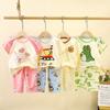 Kids Summer Cotton Short Sleeve Set Class A Baby Air Conditioner Clothes Boys Girls Home Pajamas