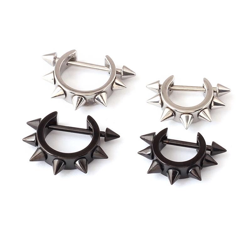 1pc Stainless Steel Taper Spike Rivet Ear Hoop Pierced Earring Men Women Punk Rock Cartilage Tragus Helix Piercing Earrings 16G
