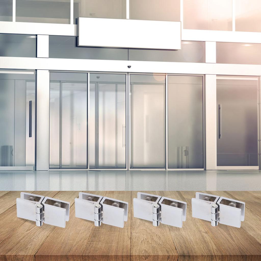 4pcs Shower Glass Door Hinges 180 Degree Double Sided Glass Door Clamp Hinges Adjustable 5mm - 8mm Glass Furniture Hinges