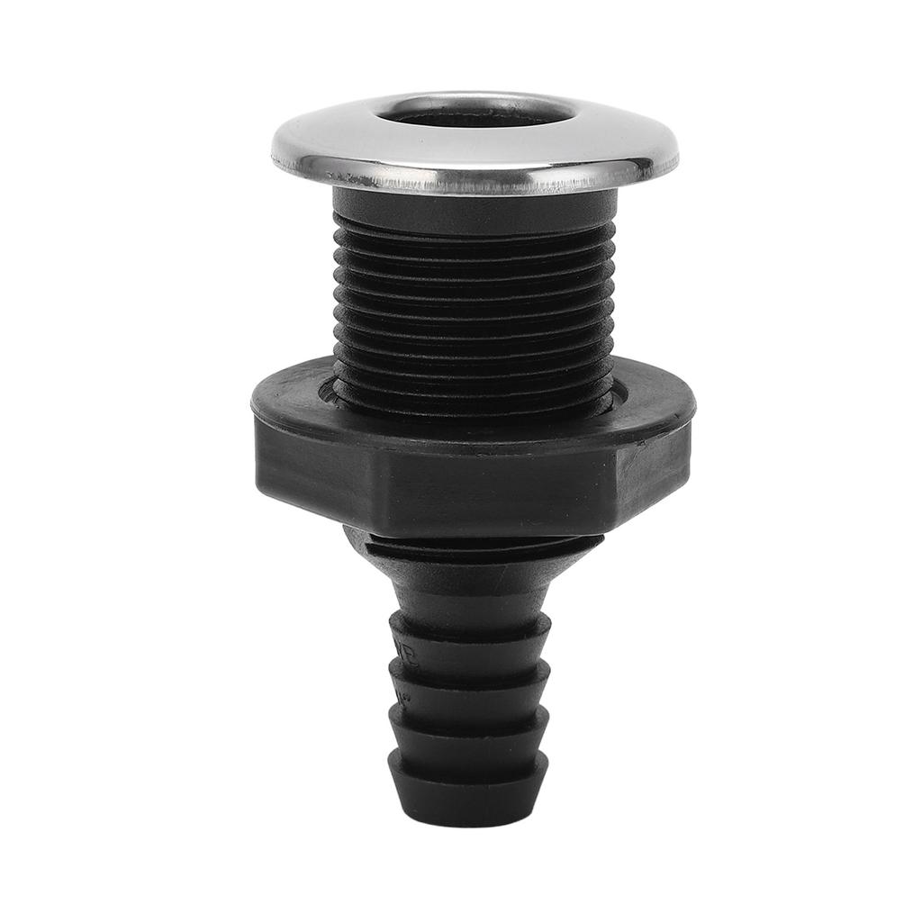 Boat 3 4in Through Hull Scupper Drain Straight Black with Stainless Steel 316 Cover for Yachts Ships