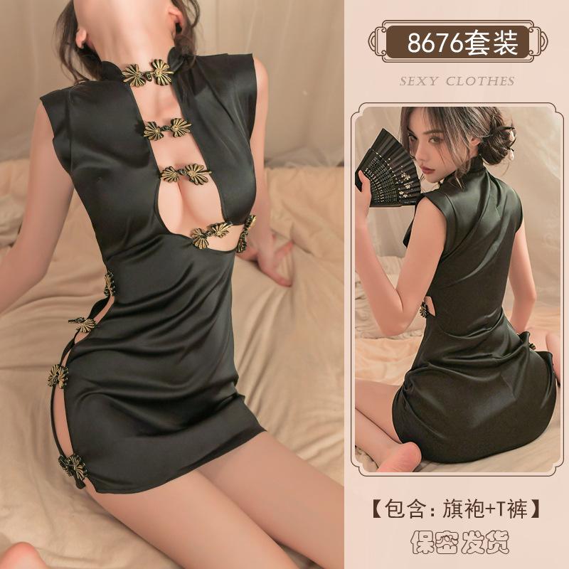 Sex Dessous sexy Cheongsam ausgeschnitten heiß Cosplay Leidenschaft Uniform kleiner Brust Pyjama-Set