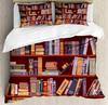 Library Duvet Cover Set Bookshelf Ladder Caricature Illustration Decorative Bedding Set Boy Girl Teenager Comforter Cover Sets