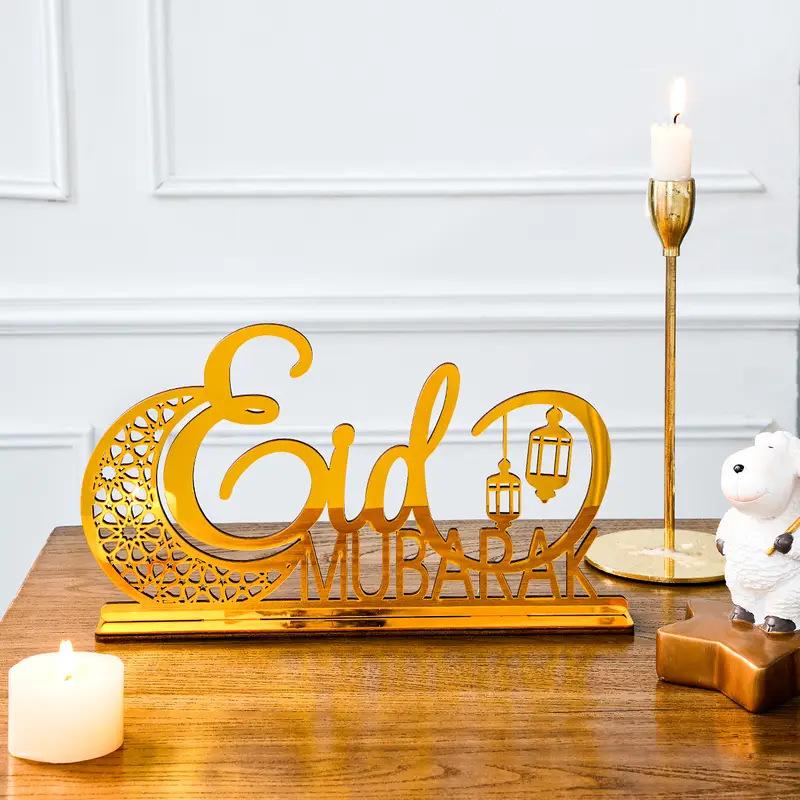2026 NEW Creative Moon Eidmubarak Letter Decorative Ornament Acrylic Ramadan Festival Celebration Letter Decorative Handicraft