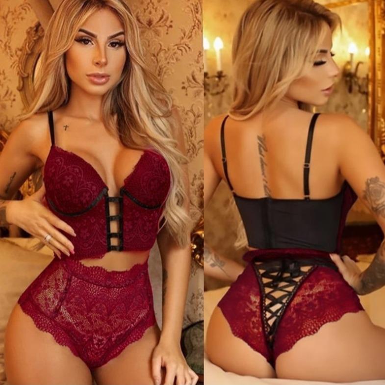 Japanese Lace Push-Up Bra Set with Criss-Cross Straps - Breathable, Sexy, High-End Lingerie for Women with Small Chest.