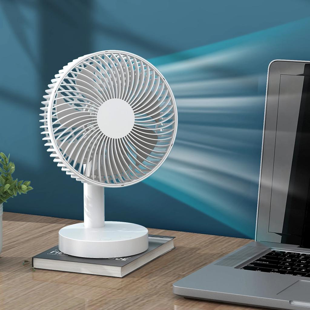 Mini Desk Fan, Portable Rechargeable Battery-Operated Table Fan with 4 Speed Levels, 6-inch Desk fan with Timer