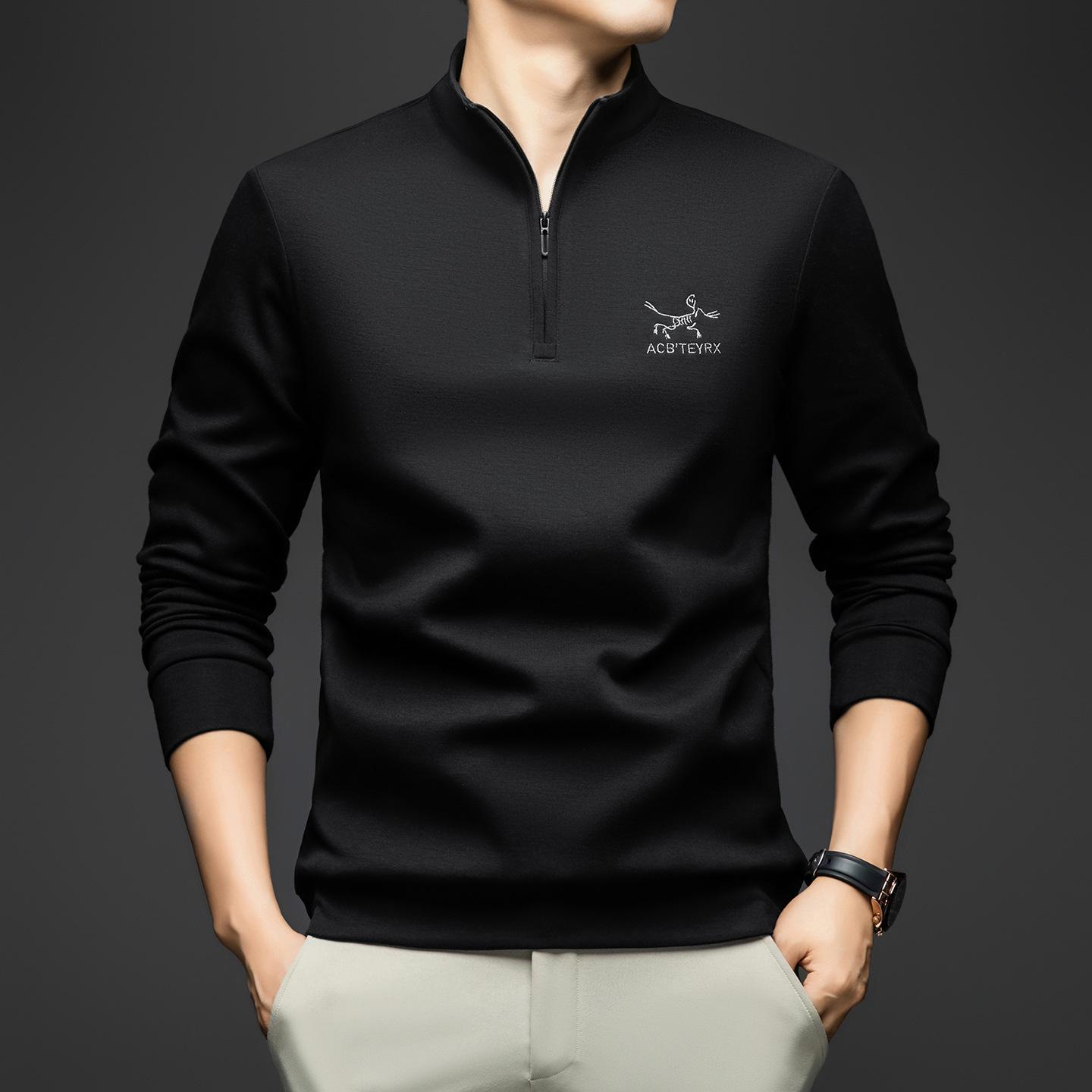 Men s Half-Zip Long Sleeve Stand Collar Casual Warm Hoodie in Korean Style XL