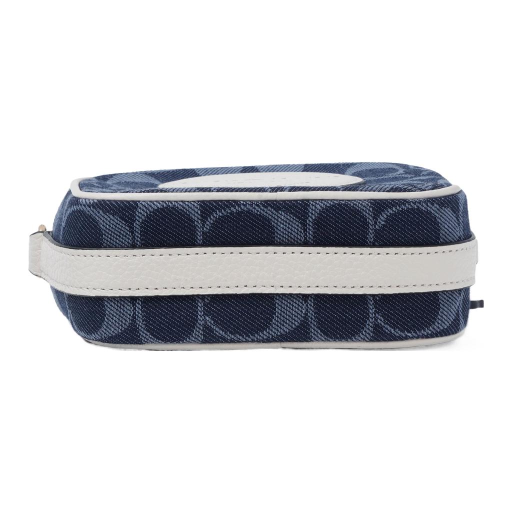 New COACH Dempsey Jacquard Fabric With Leather Camera Bag Shoulder Bag Crossbody Bag Small Size Women's Denim Blue C4583-IMDEI