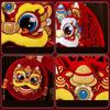 Flocking Chinese New Year Door Sticker Lion Dance 3D Spring Festival Window Sticker Thickened Glitter New Year Decoration