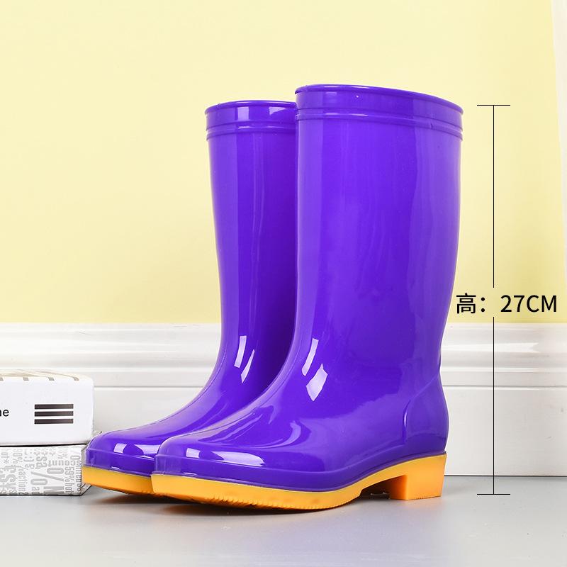 

Tall tube fashion water shoes rain shoes women adult rain boots long tube women waterproof shoes kitchen non-slip rubber shoes overshoes car wash 36