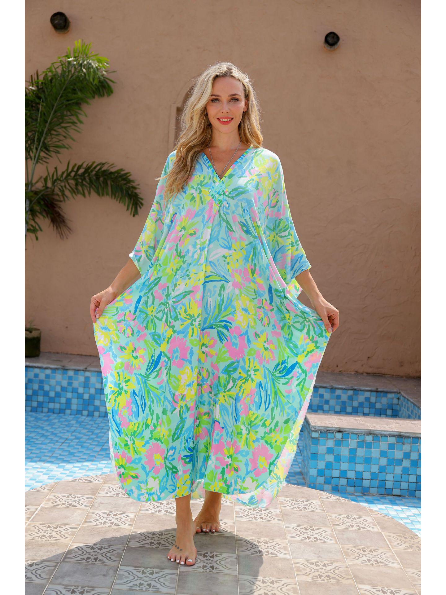 

Районное пляжное парео: Повседневное, свободное бикини-халат для защиты от солнца для отпуска One Size