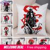 Japan Style Ink Warrior Cushion Cover for Sofa Home Double Print Decor Beautiful Scenery Girl Pillowcase Soft Plush Pillow Case