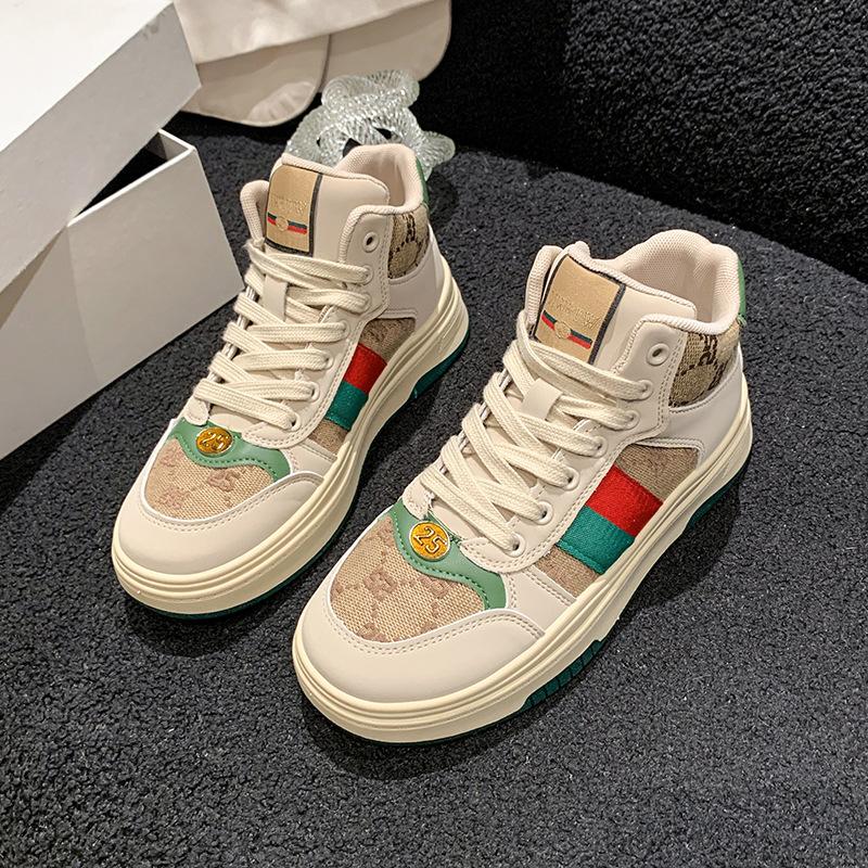 

European station Internet celebrity high-top shoes women s 2025 spring and autumn new fashion versatile retro trend casual board shoes women 40 зелёный