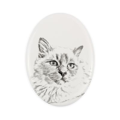 Birman - Commemorative Plaque with a Cat Photo, Tombstone with a Print, Personalized Oval Plaque from the Brand