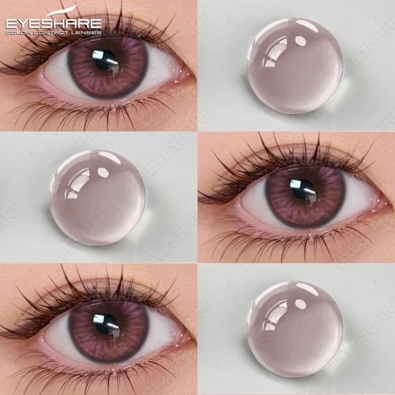 Eyeshare 1 Paar Big Eyes Farbige Kontaktlinsen Natürliche Braune Linsen Graue Pupillen Beauty Make-up Softlens
