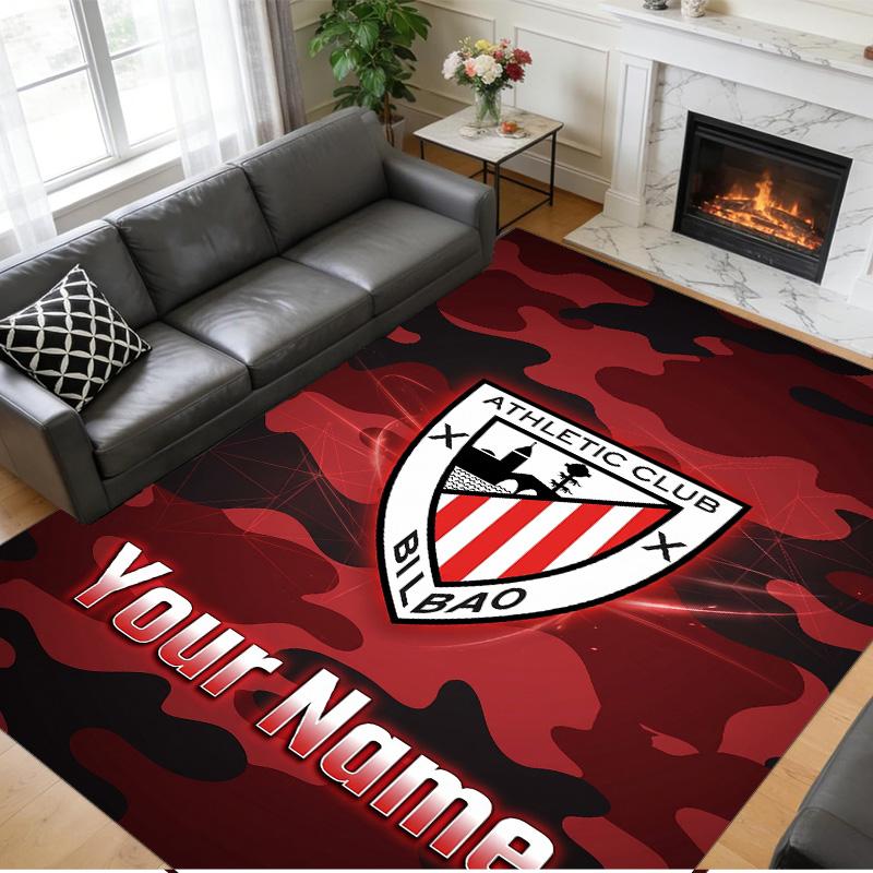 Crystal Velvet Rug Custom Name Text, Soft Non Slip Floor Mat Home DecorAthletic Bilbao FC