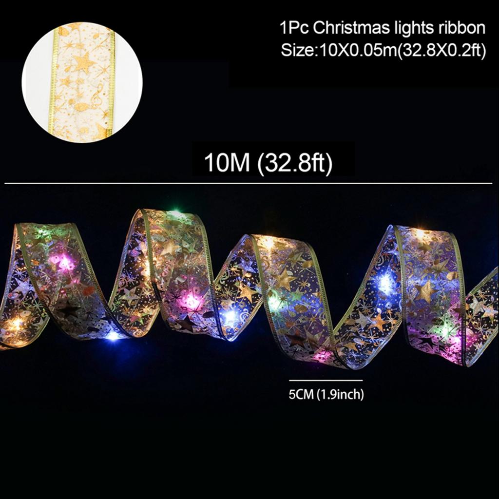 Christmas Ribbon Lights Navidad Natal Noel String Lights Garland Merry Christmas Decorations For Home 2025 Happy New Year 2025