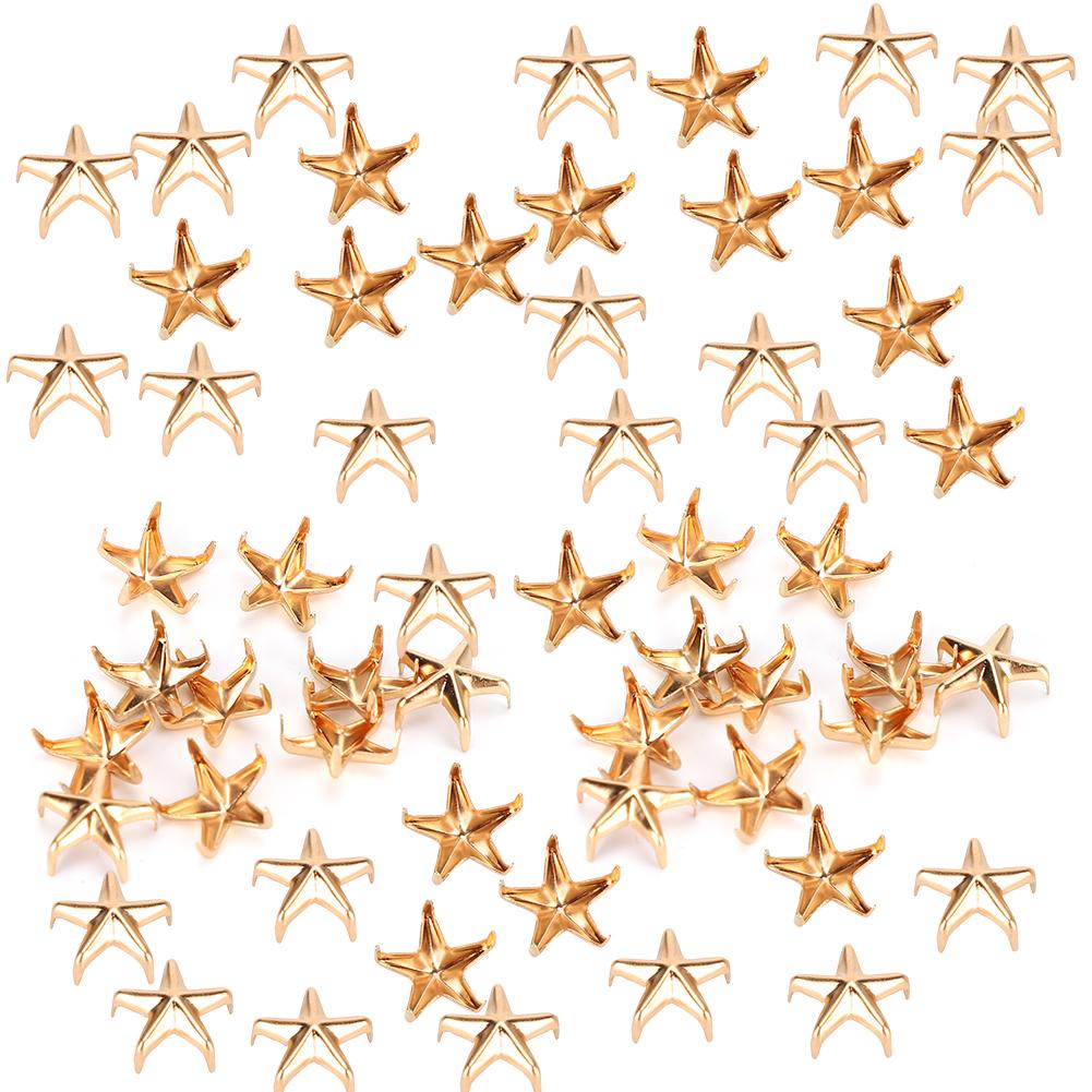 200Pcs Star Rivets 5‑Pointed Star Claw Nails DIY Bags Hats Decoration Accessories 10MMGold
