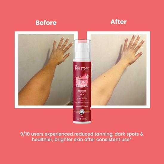 The Skin Story Glowing Sunscreen SPF 30 PA++ | UVA & UVB Rays Protection | Brighter Skin | Anti Pigmentation | Lightweight & Non-Sticky | 40g