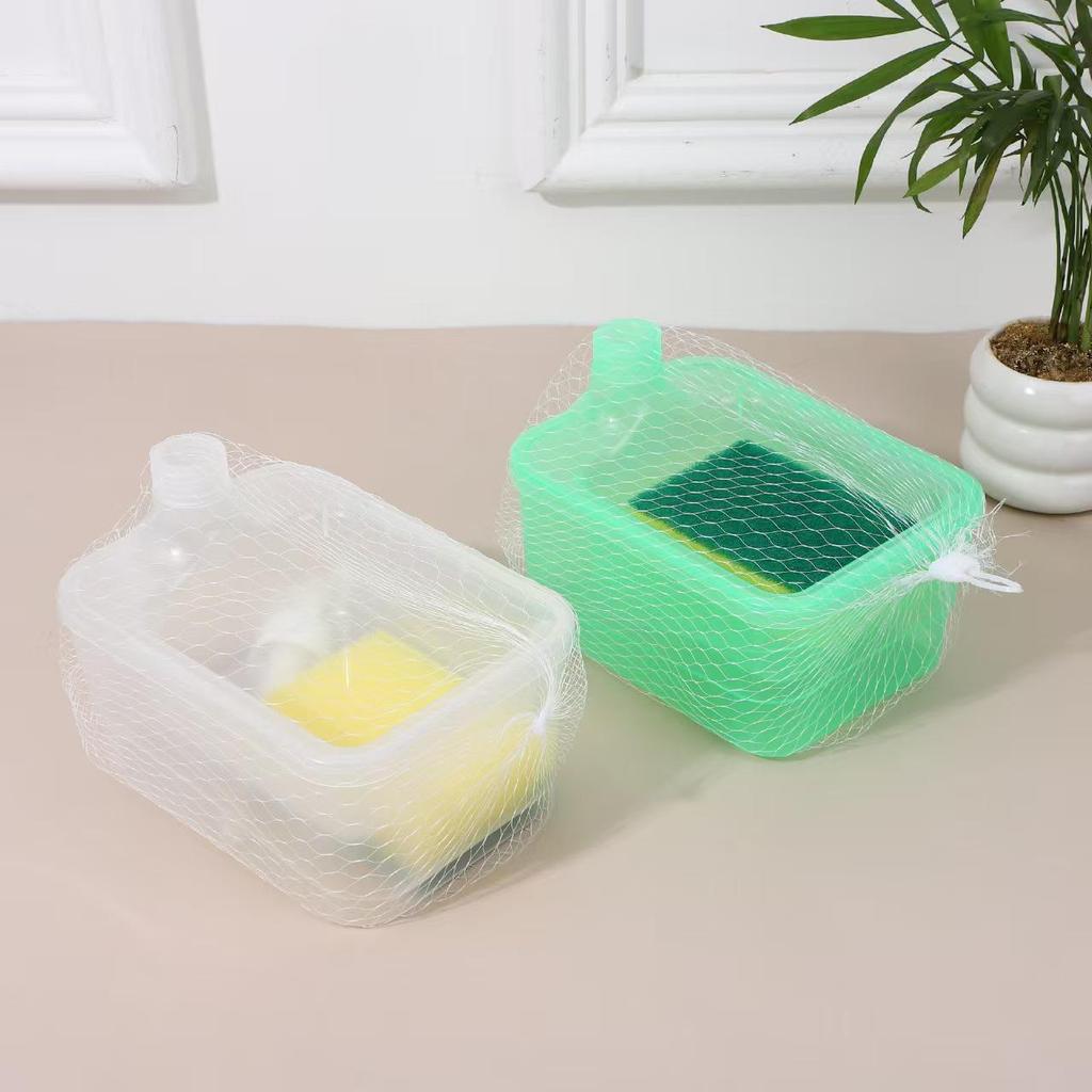 Plastic Kitchen Dish Soap Dispenser with Sponge and Cleaning Brush
