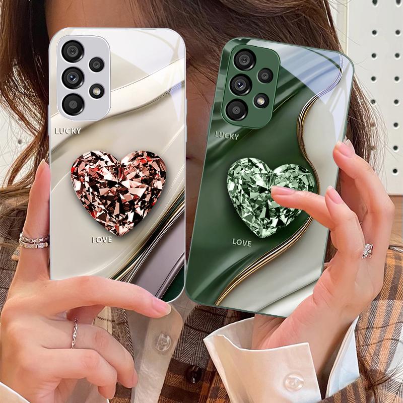 Große Rosa Diamanten für Samsung Galaxy S10 4G S20 11E 30 S21 22 S24 Fe Pro S23 S25 Ultra 5G S9 Gehärtetes Glas Handyhülle