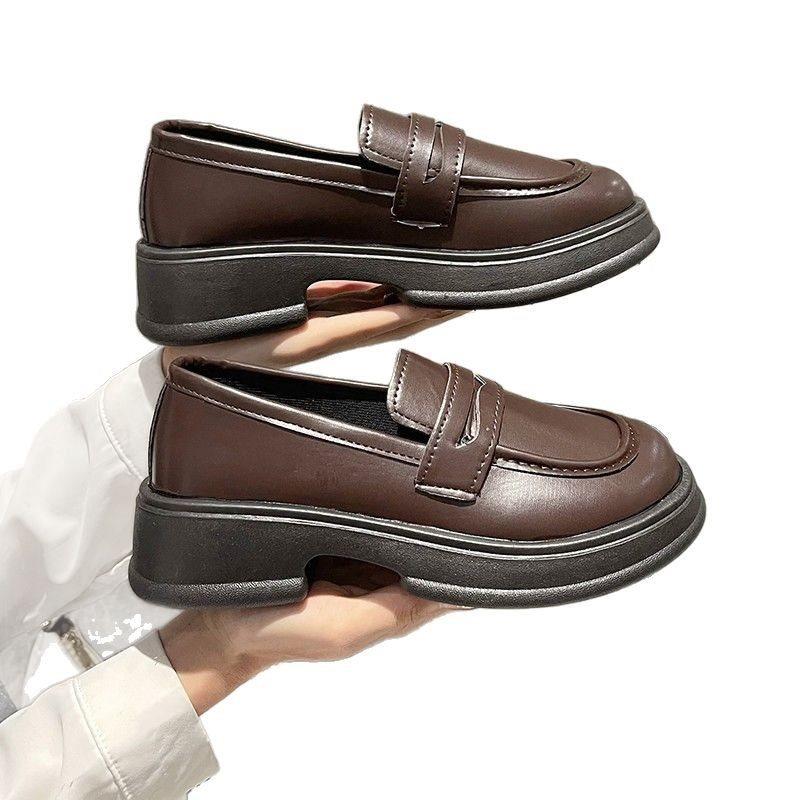New Jk Uniform Single Shoes Japanese Small Leather Shoes Women's Spring British Style Platform Loafers 2025 One-pedal Black