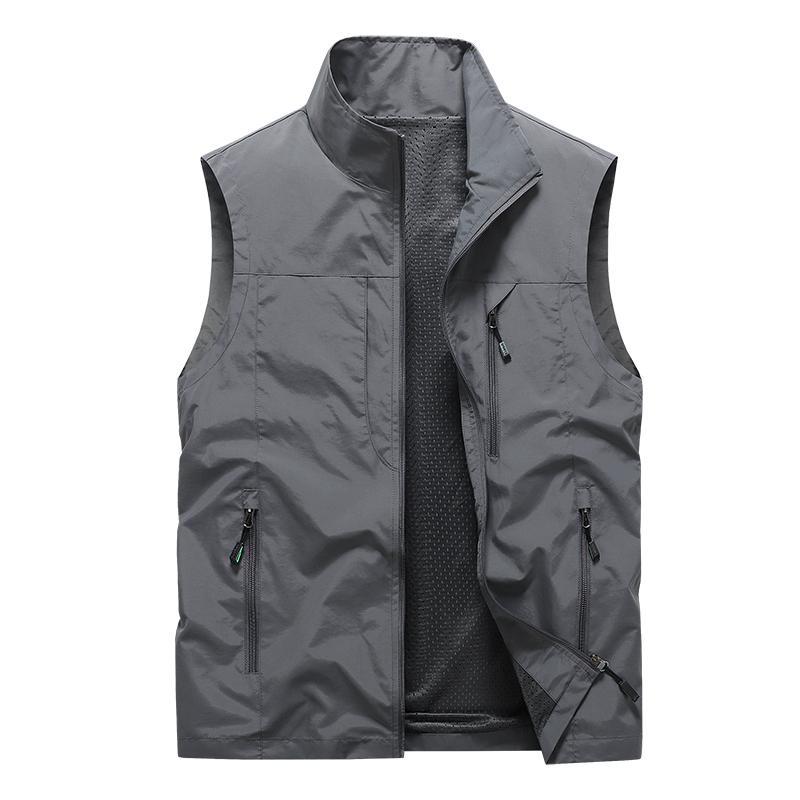 Stand Collar Vest Workwear Multi-pocket Vest Men's Vest Sleeveless