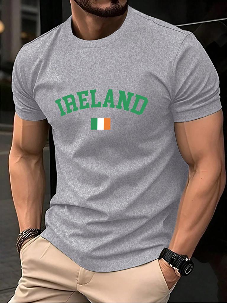 Ireland Text With Flag Prints MenS TShirt Cotton Summer Soft Oversized Tops ONeck Short Sleeve T Shirt Casual Mens Clothes
