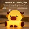 Cute Highland Cow Squishy Night Light W/ Dimmable Timer Cartoon Soft Animal Bedside Lamp Gift for Boys Girls Childs Table Decor