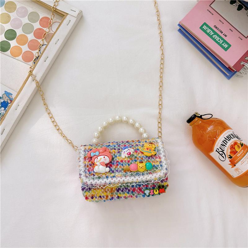 Cute Animal Design Cotton Canvas Handbag For Girls With Creative Chain Strap