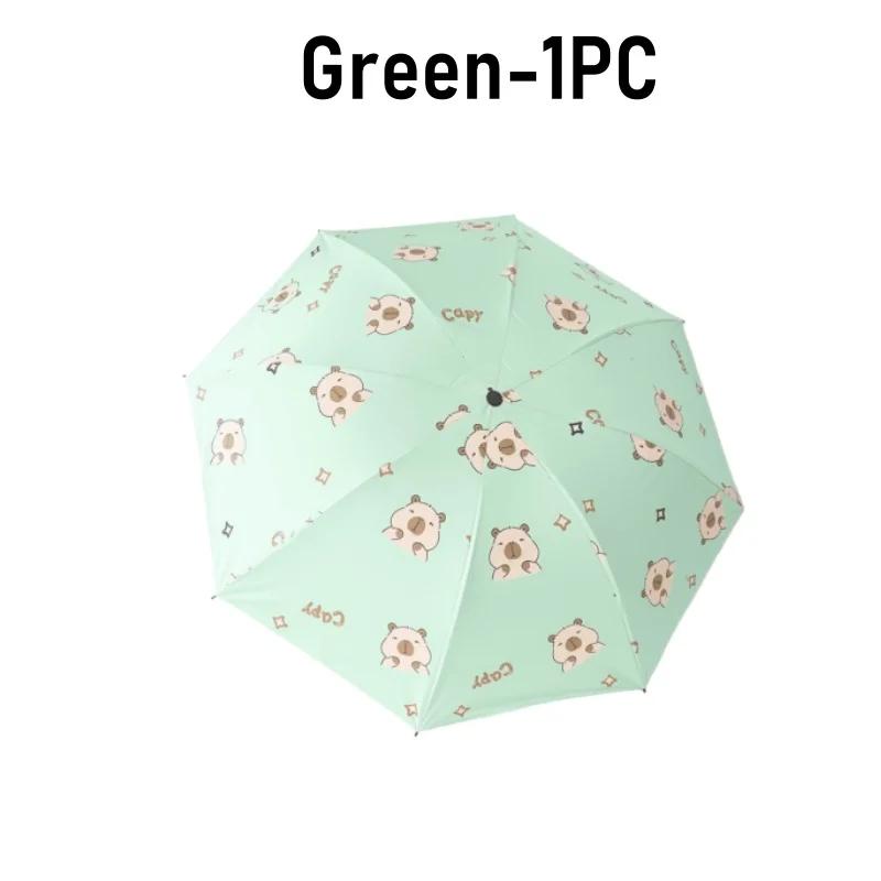 Girls Capybara Sun Umbrella Portable Foldable Plastic UV Protective Sunshade Dual-Use Cute Design for Outdoor Travel