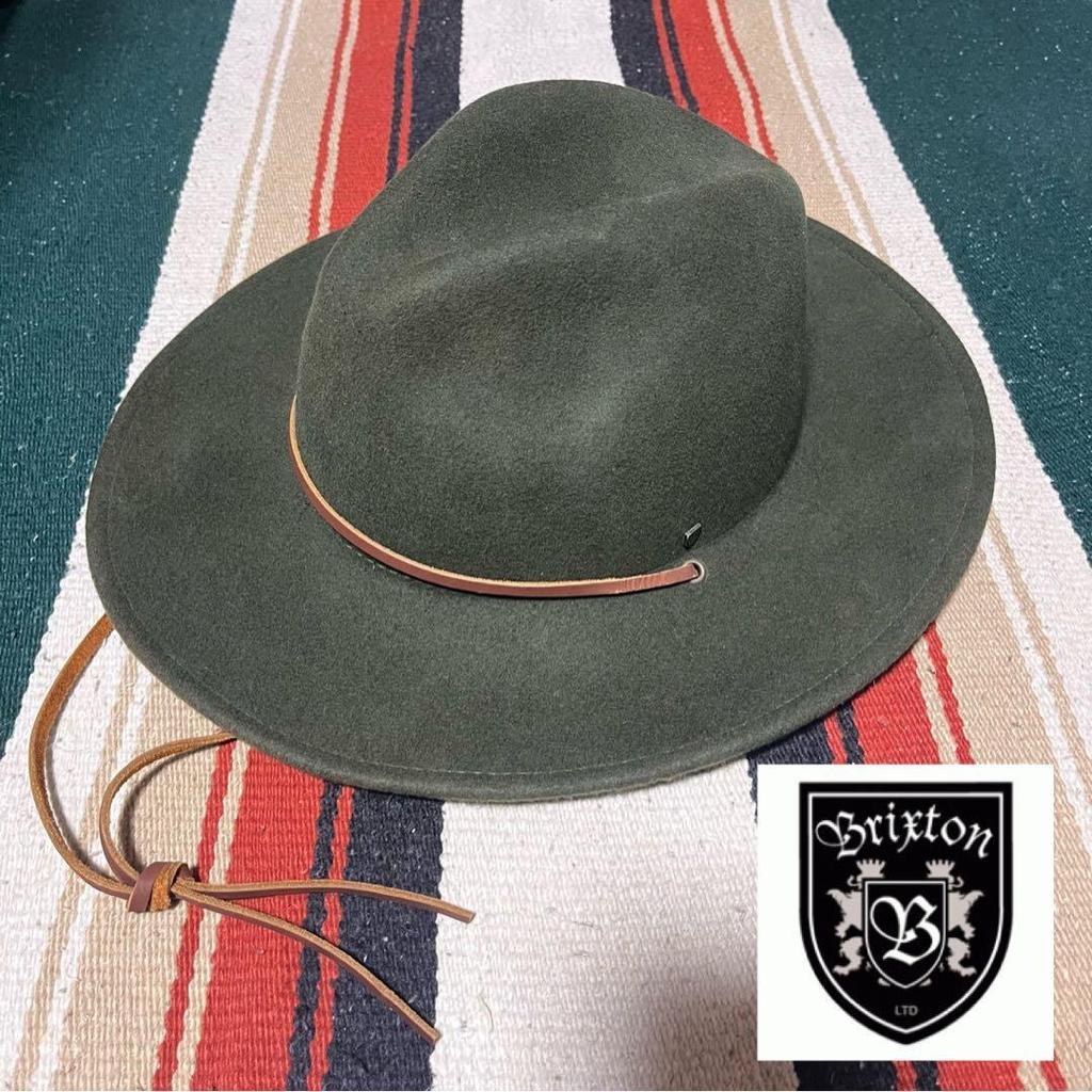 Used BRIXTON Wool Safari Hat M Khaki Green Good Condition Felt