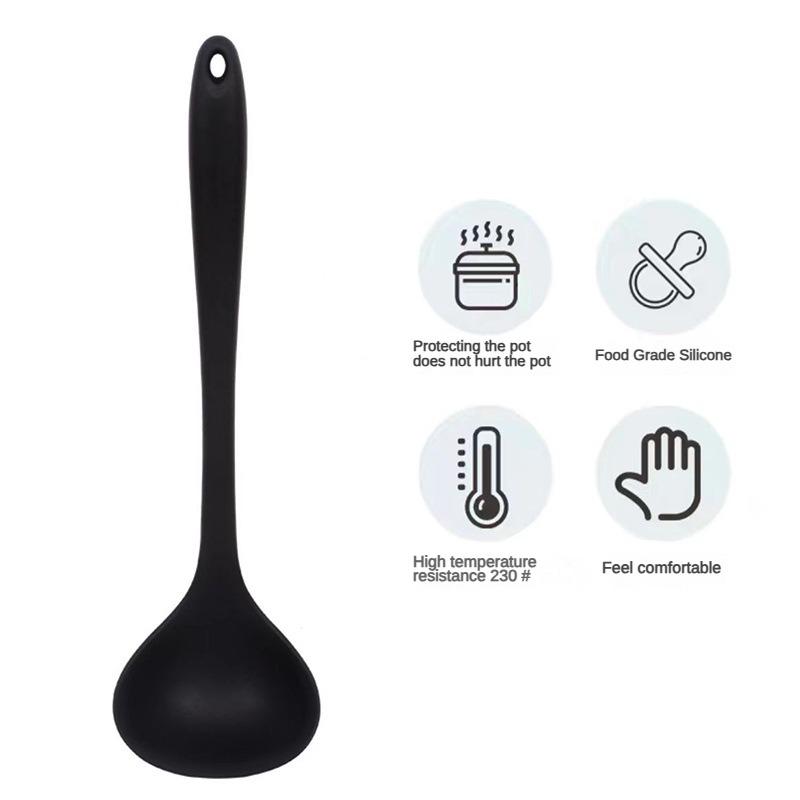 1In Stock Silicone Spoon One-Piece All-Inclusive Big Spoon Food Grade High Temperature Resistant Soup Spoon Kitchen Non-Stick