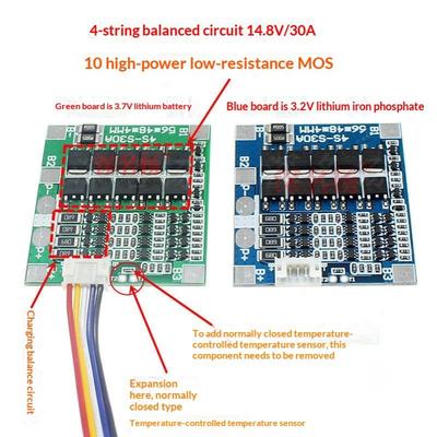 4S 3.2/3.7V 30A BMS-Lithium Battery Charge Protection Board With Balance Function For Lithium Iron Phosphate Battery Pack