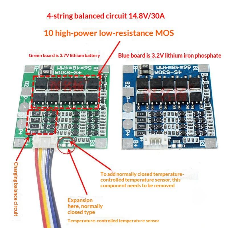 4S 3.2/3.7V 30A BMS Lithium Battery Charging Board with Balancer for Efficient Energy Use