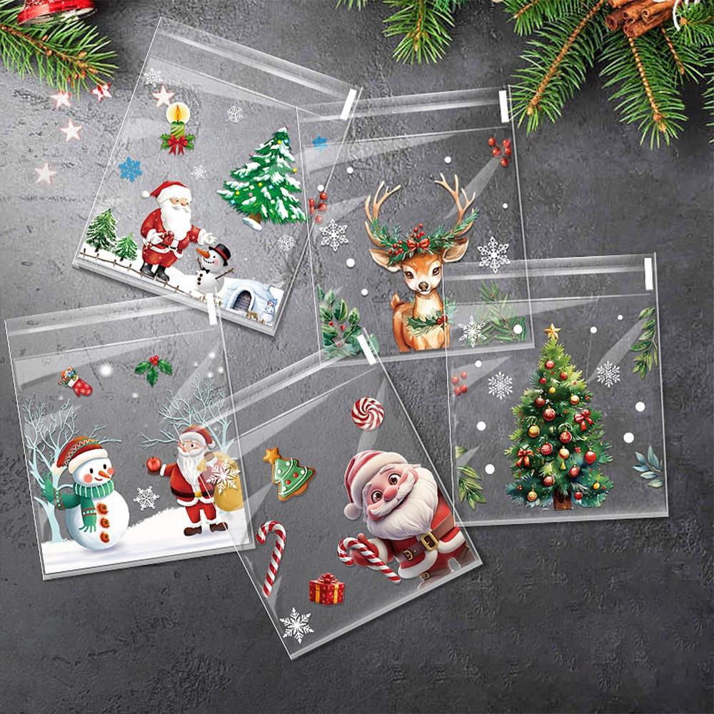 100PCS Snowman Christmas Candy Bag Plastic Packaging Cookie Bags Kids Gifts Packaging Bag  for Xmas