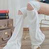 Horn Shape Bell-bottoms Socks Solid Broken Hollow Stockings Leisure Leg Warmers Women  Women