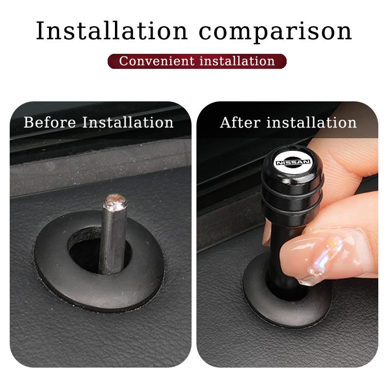 2PCS/4PCS for Nissan Teana Titan Qashqai Elgrand Leaf Juke Tiida Navara Note Car Door Lock Knob Pins Metal Covers Accessories