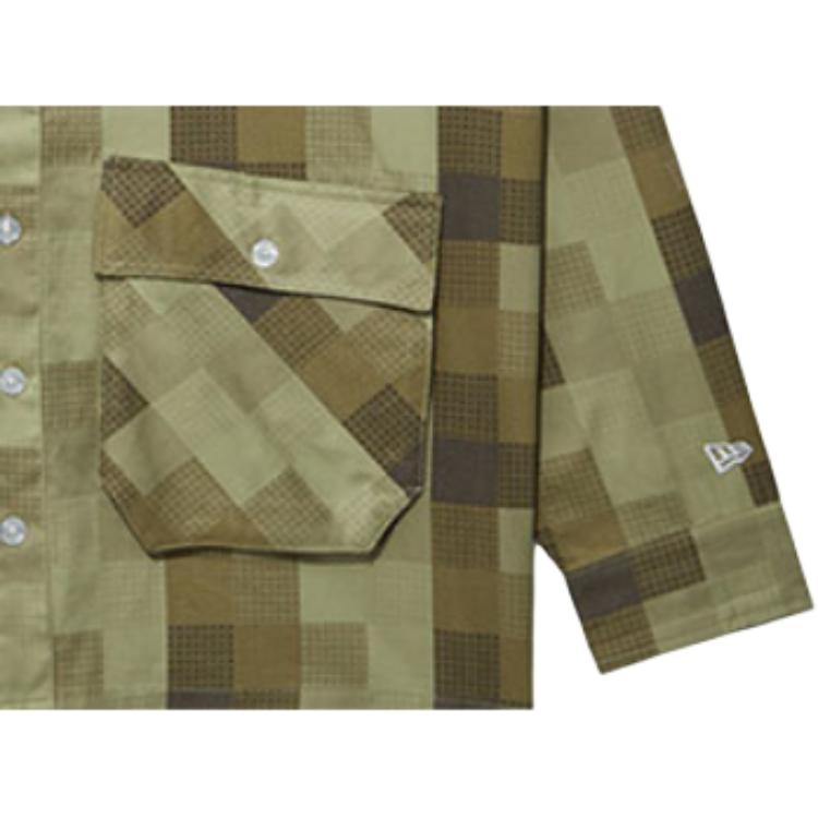 New Era MLB New York Yankees Plaid Letter Long Sleeve Shirt Unisex shirts Olive-Green 13095659