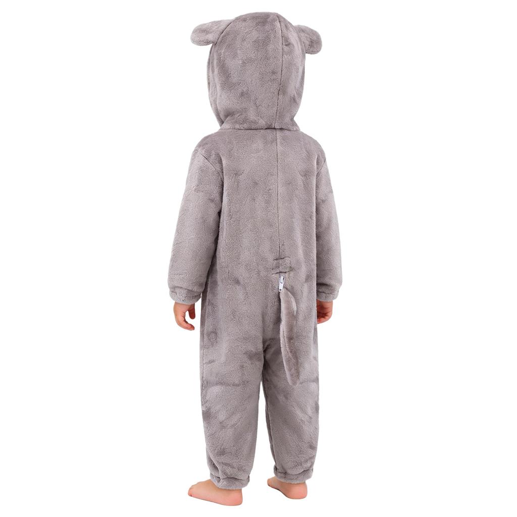 Unisex Toddler Baby Animal Jumpsuit Long Sleeve Zip Up Cute Cartoon Hooded 3D Tail Cosplay Costume