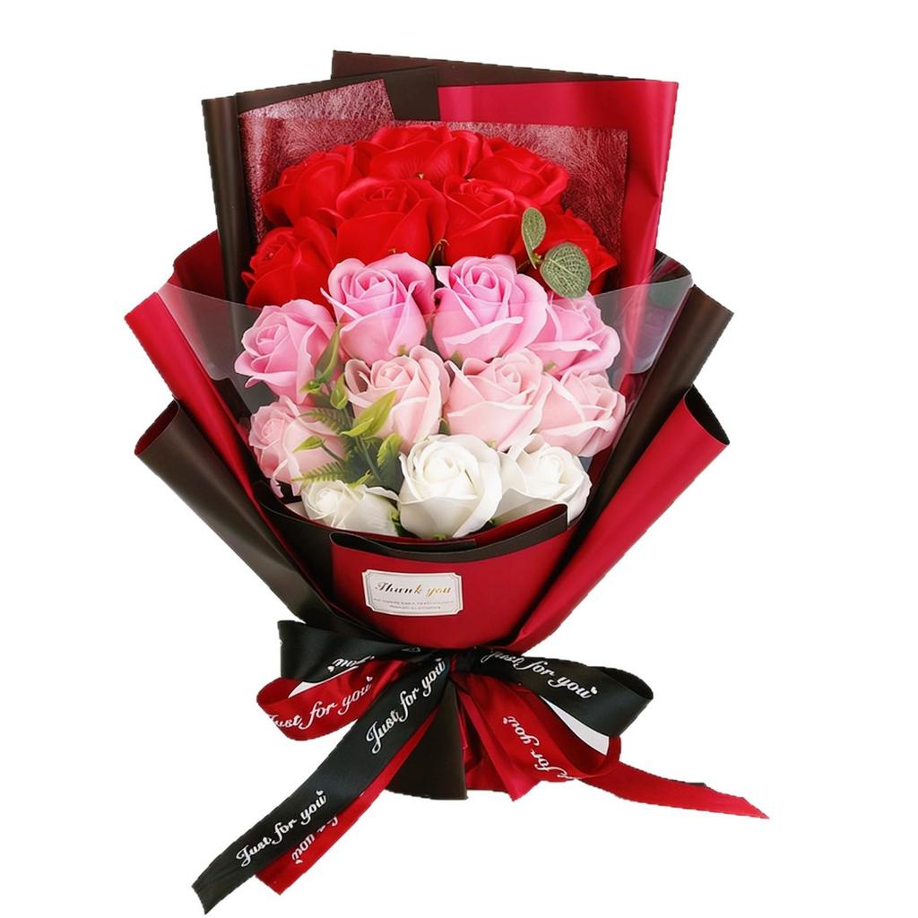 Soap Flower Bouquet Gift Box with 18 Roses - Perfect for Graduation or Valentine's Day